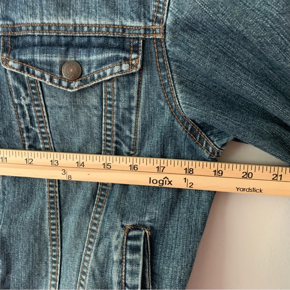 Abercrombie & Fitch Denim Button Up Trucker Jacket Size Large Vintage Blue Denim - Picture 12 of 13